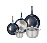 ELO 9750750 - Set di 3 padelle da cucina, 24, 28 e 32 cm e 2 padelle 14 e 24 cm Elo Prima Lucidante, acciaio inox, induzione 9750750