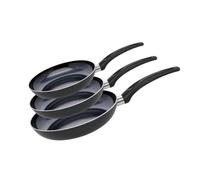 ELO 9807750 - Set di 3 padelle in alluminio, padella per tutti i fuochi, tranne induzione, padella da friggere, padella da forno, padella senza pastiglie, alluminio, plastica, 28 x 5 cm