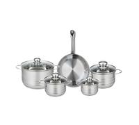 ELO 9868450 - Set di 1 padella da 24 cm e 4 pentole, 12, 14, 16 e 20 cm, Elo Profi lucido, acciaio inox, induzione 9868450