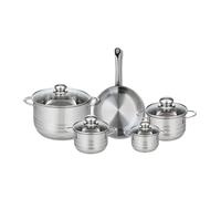 ELO 9868550 - Set di 1 padella da 24 cm e 4 pentole, 12, 14, 16 e 24 cm Elo Profi lucido, acciaio inox, induzione 9868550