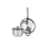 ELO 9872450 - Set di pentole da cucina, 2 pezzi, 32 cm e 1 pentola da 20 cm Elo Profi lucido, in acciaio inox, induzione