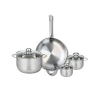 ELO 9873850 - Set di pentole 4 pezzi, 32 cm e 3 pentole, 12, 14 e 24 cm Elo Profi lucido, acciaio inox, induzione 9873850
