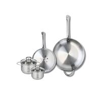 ELO 9878850 - Set di 2 padelle da forno 24 e 32 cm e 2 padelle 12 e 14 cm Elo Profi lucido, acciaio inox, induzione 9878850