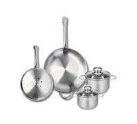 ELO 9879250 - Set di 2 padelle da forno Elo Profi, 24 e 32 cm e 2 padelle 14 e 16 cm, lucido, in acciaio inox, induzione