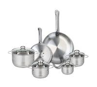 ELO 9880850 - Set di 2 padelle da forno Elo Profi, 24 e 32 cm, 4 pentole, 12, 14, 16 e 20 cm, lucido, in acciaio inox, induzione