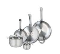 ELO 9885250 - Set di 3 padelle da cucina, 24, 28 e 32 cm e 2 padelle 12 e 20 cm Elo Profi lucido, acciaio inox, induzione