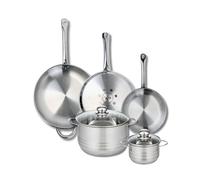 ELO 9885650 - Set di 3 padelle da cucina, 24, 28 e 32 cm e 2 padelle 14 e 24 cm Elo Profi lucido, acciaio inox, induzione