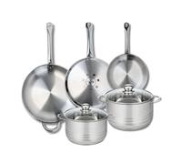 ELO 9885950 - Set di 3 padelle da cucina, 24, 28 e 32 cm, 20 e 24 cm, con 2 pentole Elo Profi lucido, in acciaio inox, induzione