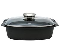 ELO Alucast - Rostiera 32 cm, con coperchio in vetro e pulsante aroma, rivestimento antiaderente ELODUR Select, adatta al forno, a induzione, colore: Nero