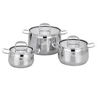 ELO Batteria da cucina induzione in acciaio inox vetroceramica e gas con sistema di dosaggio e scala di misurazione. Pentole da 160 x 10, 5 cm, 20 x 12, 5 cm, 24 x 15 cm, 3 pezzi (9100326)