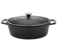 ELO Casseruola ovale con coperchio, 41 x 25 cm, in ghisa, smaltata di alta qualità, facile da pulire, antiaderente, adatta al forno, padella indutkion, grigio