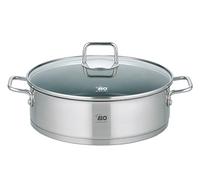 ELO Padella citrino, 28 cm, in acciaio inox 18/10, lucidata, resistente al forno fino a 240 °C, scala volumica, acciaio inox color argento