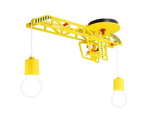 Elobra 128282 - Lampadario per camera dei bambini, forma a gru, in legno, colore: giallo
