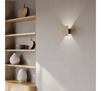Elobra Applique a LED Inka S, rovere/nero, legno, altezza 15 cm Elobra