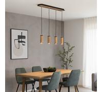 Elobra Lampada a sospensione Bolivia, legno, rovere, a 3 luci, lunghezza 75 cm Elobra