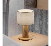 Elobra Lampada da tavolo Chile S, rovere/granito, tessuto, legno, altezza 30 cm Elobra