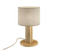 Elobra Lampada da tavolo Inka S, rovere/nero, legno/tessuto, altezza 30 cm Elobra