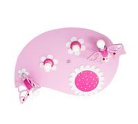 Elobra Plafoniera foglia farfalla rosa, 4 luci Elobra