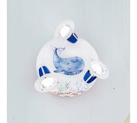 Elobra Plafoniera Paul Pottwal, bianco-blu, Ø 29 cm, a 3 luci Elobra