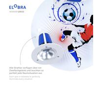 Elobra Plafoniera Soccer, 3 luci, bianco-blu Elobra
