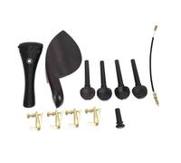 ELODEK Kit Accessori per Violino Un Set di Accessori per Violino 4/4 in Legno di Ebano Naturale di 4 Picchetti, Mentoniera, Perno Terminale, Accordatori 4 Pezzi, Budello di Coda