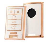 ELOHEI Custodia per chiave Cadillac, morbida e di alta qualità, protezione completa, compatibile con Cadillac Escalade ATS CTS DTS SRX STS 2008-2015 (bordo dorato bianco)