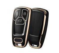 ELOHEI Custodia protettiva per portachiavi Audi, speciale in morbido TPU, compatibile con Smart Key Audi A4 Q7 Q5 TT A3 A6 SQ5 R8 S5 (bordo dorato nero)