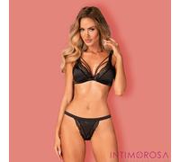 Obsessive Completo Intimo Femminile con Pizzo 2 Pezzi Eloissa, Nero,S-M