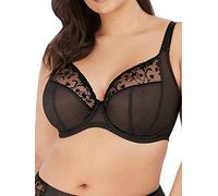 Elomi Women’s Charley Bra: Floral Embroidery, Low Plunge, DD+ Bras Reggiseno con Scollatura a V, Jet, 4FF Donna