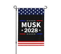 Elon Musk 2028 Elon Musk For President Bandiere da giardino per esterni 12x18 Bandiere da giardino bifacciali per il 4 luglio Decorazioni per esterni per casa e cortile