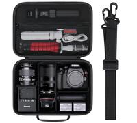 Elonbo Custodia da trasporto per fotocamera DSLR Canon EOS Rebel T7/T6 e fotocamera mirrorless Canon EOS R50/R100/R5/R5 Mark II/R6 Mark II/R7/R8/90D/T8i/T5/5D Mark, nero + interno nero