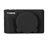Elonbo Custodia in silicone per fotocamera digitale Canon PowerShot SX740 HS, custodia protettiva in gomma morbida per fotocamera SX740, SX730, con copriobiettivo rimovibile, nero