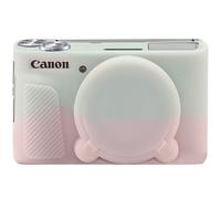 Elonbo Custodia morbida in silicone per fotocamera digitale Canon PowerShot SX740 / SX730, Canon SX740 HS / SX730, custodia protettiva in gomma, antigraffio, con copriobiettivo staccabile, rosa