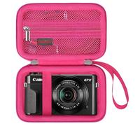 Elonbo Custodia per Fotocamera per Canon PowerShot G7 X / G7 X Mark II / G7 X Mark III / G9 X mark III Digital 4K Vlogging Camera, Borsa da Viaggio per Videocamera in Streaming Video. Lampone