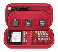 Elonbo Custodia per la calcolatrice grafica a colori Texas Instruments TI-84 Plus CE/TI-84 Plus/TI-83 Plus CE/Casio fx-9750GII, tasca extra in rete per cavo di ricarica, caricatore, manuale, rosso