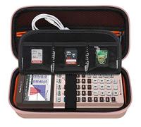 Elonbo Custodia per la calcolatrice grafica a colori Texas Instruments TI-84 Plus CE/TI-84 Plus/TI-83 Plus CE/Casio fx-9750GII, tasca extra in rete per cavo di ricarica, caricatore, oro rosa+arancio