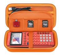 Elonbo Custodia per la calcolatrice grafica a colori Texas Instruments TI-84 Plus CE/TI-84 Plus/TI-83 Plus CE/fx-9750GII, tasca extra in rete per cavo di ricarica, caricatore, arancione