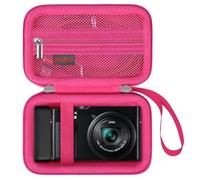 Elonbo Custodia per Panasonic Lumix LX10/ LX100/ ZS60/ ZS70/ ZS80/ ZS200/ ZS100 4K fotocamera digitale, Vlogg fotocamera da viaggio custodia, tasca a rete adatta caricabatteria. Lampone