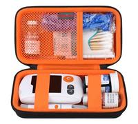 Elonbo Diabetic Supplies Travel Case, Diabetic Supply Organizer Bag, Glucosimetro Storage Case, Insulina Pen Custodia per Glucosio Monitor, Strisce di Test dello zucchero nel sangue, Nero+Arancio