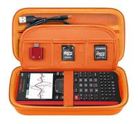 Elonbo Texas Instruments TI-Nspire CX II CAS/CX II/CX/CX Calcolatrice grafica a colori CAS, tasca extra con cerniera per cavi USB e accessori, arancione