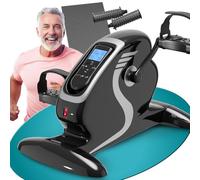 ELONEO Mini Cyclette da Casa - Attrezzo 2 in 1 per Esercizi di Braccia e Gambe da Seduti, Motorizzata, Pedaliera Riabilitazione, 12 Velocità, Display LCD, Maniglie Massaggianti, per Letto