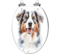 Elongated Resin Toilet Seat Australian Shepherd Print for Bathroom