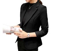 Elonglin Blazer - Giacca da donna a maglia, lunga, classica, design aderente, per silhouette slanciata quotidianamente Nero 40