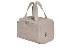 Elouva Toiletry Bag, 4-in-1 Multi-Functional Lightweight Makeup Bag, Large Capacity Wide-Open Travel Cosmetic Organizer, Puffy for Women with Handle (Khaki)