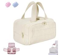 Elouva Toiletry Bag, 4-in-1 Multi-Functional Lightweight Makeup Bags for Women, Large Capacity Wide-Open Cosmetic Bags, Lightweight with Handle, Suitable for Travel and Vacation (Off-White)