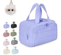 Elouva Toiletry Bag, 4-in-1 Waterproof Toiletry Bag, Large Capacity Wide-Open Travel Cosmetic Bags, with Handle for Accessories, Essentials, Toiletries (Purple)