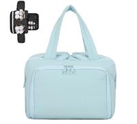 Elouva Toiletry Bag, Large Capacity Wide-Open Travel Cosmetic Bag, 4-in-1 Multi-Functional Lightweight Makeup Bags for Women, for Essentials, Toiletries (Light blue)
