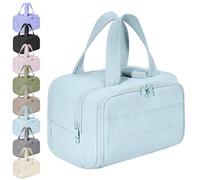 Elouva Toiletry Bag-Large Capacity Wide-Open Travel Cosmetic Bag, 4-in-1 Multi-Functional Lightweight Makeup Bags for Women with Handle for Accessories, Essentials, Toiletries (Blue)
