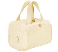 Elouva Toiletry Bag, Large Capacity Wide-Open Travel Cosmetic Bag Organizer, Puffy 4-in-1 Multi-Functional, Dry-and-Wet Separation (Yellow)