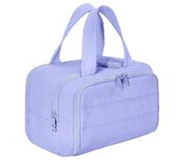 Elouva Toiletry Bag, Large Capacity Wide-Open Travel Cosmetic Bag Organizer, Puffy 4-in-1 Multi-Functional, Dry-and-Wet Separation (Purple)
